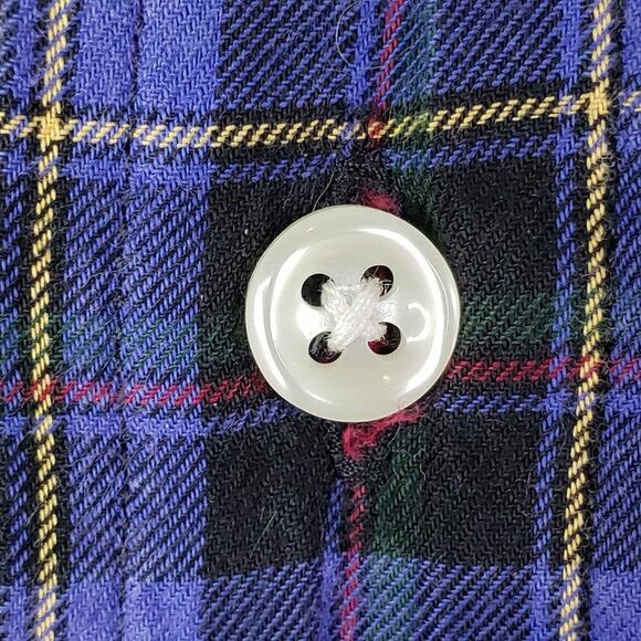 Polo Ralph Lauren Oxford Shirt Men's L Large Navy Blue Plaid LS Button Down - Picture 6 of 9